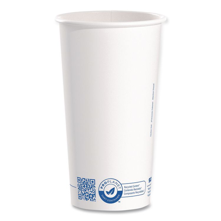 SOLO Recycled Content PCF Paper Hot Cups, ProPlanet Seal, 20 oz, White/Blue, 600/Carton (SCC420RCPLANET)