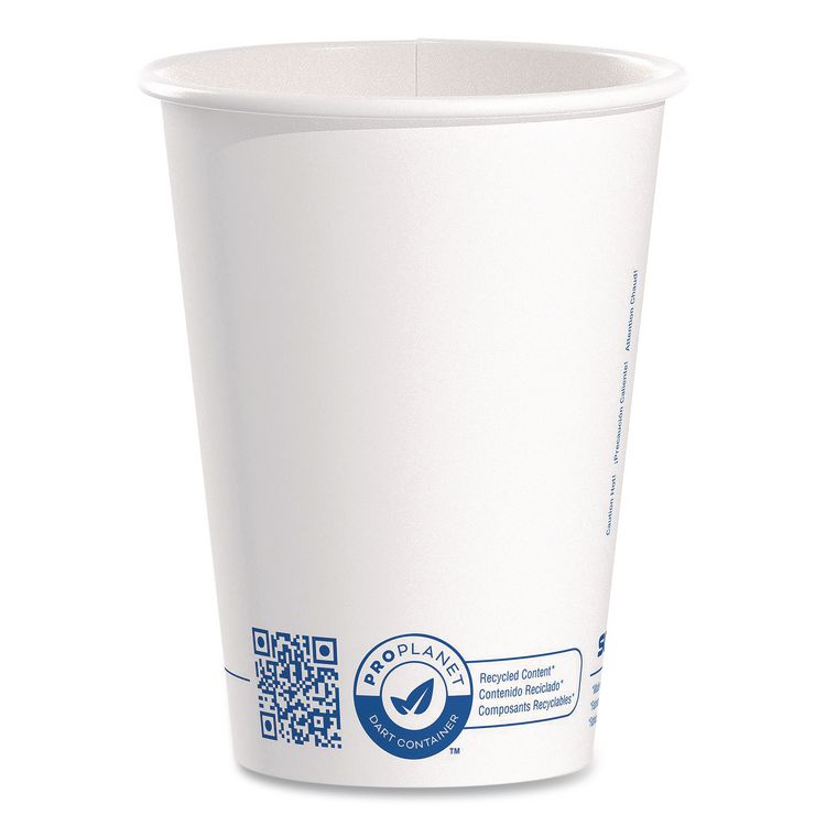 SOLO Recycled Content PCF Paper Hot Cups, ProPlanet Seal, 12 oz, White/Blue, 1,000/Carton (SCC412RCNPLANET)