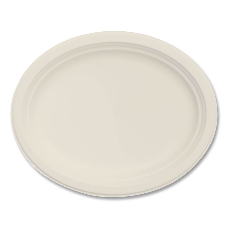 Dart Compostable Molded Fiber Dinnerware, ProPlanet Seal, Platter, 12" Diameter, Natural, 500/Carton (DCC12FBRPLR1)