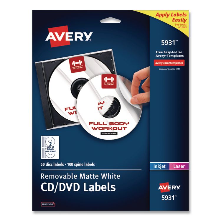 Avery Laser CD Labels, Matte White, 50/Pack (AVE5931)