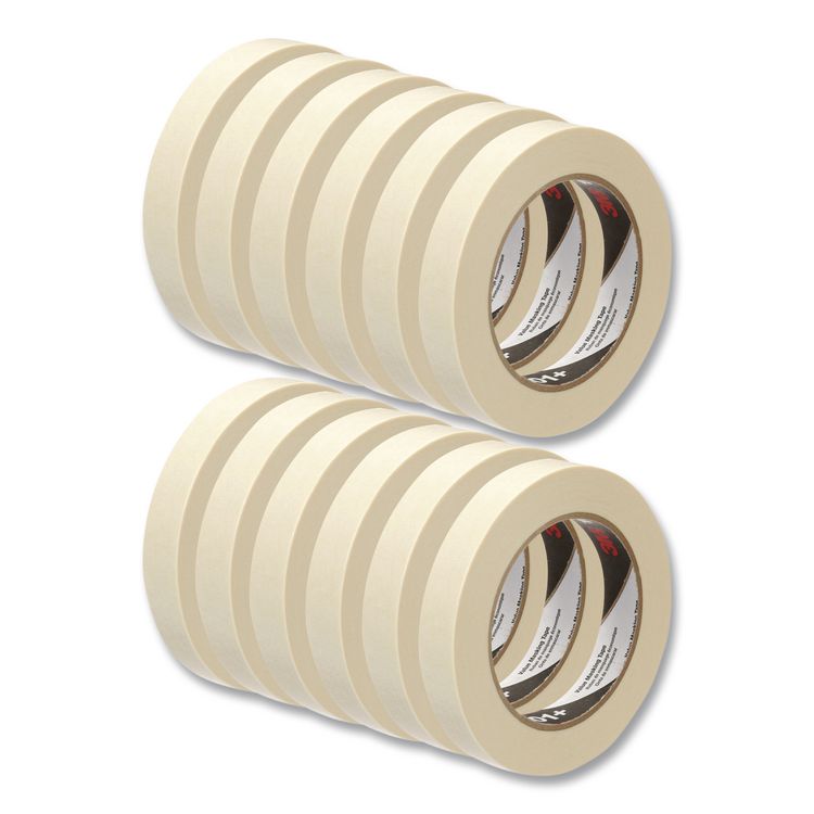 101 Value Masking Tape 101+, 3" Core, 0.70" x 60 yds, Tan, 12/Pack (MMM10118)