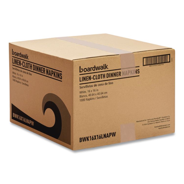 Boardwalk Linen-Feel Flat Napkins, 1-Ply, 16 x 16, White, 1,000/Carton (BWK16X16LNAPW)