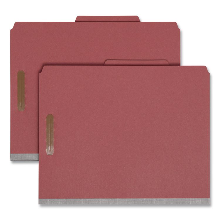 Smead Recycled Pressboard Classification Folders, 2" Expansion, 2 Dividers, 6 Fasteners, Letter Size, Red Exterior, 10/Box (SMD14024)