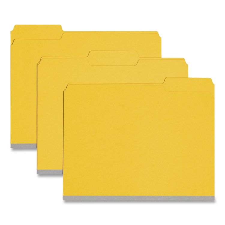 Smead Expanding Recycled Heavy Pressboard Folders, 1/3-Cut Tabs: Assorted, Letter Size, 1" Expansion, Yellow, 25/Box (SMD21562)