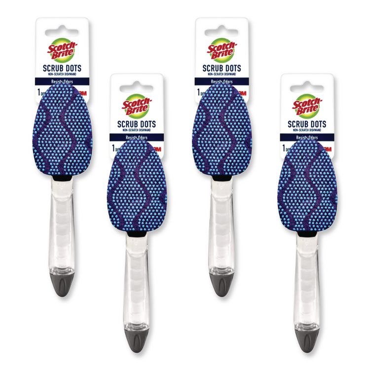 Scotch-Brite Scrub Dots Non-Scratch Dishwand, Blue, 4/Box (MMM6904BX)