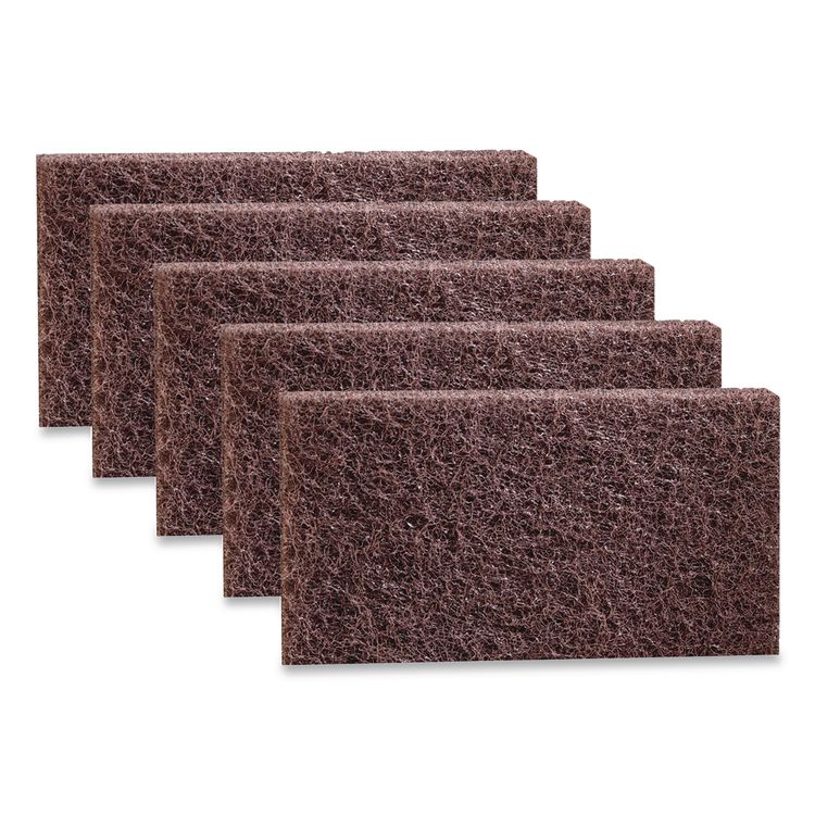 3M Doodlebug Brown Scrub 'n Strip Pad, 4.63 x 10, 5/Box (MMM8541PK)