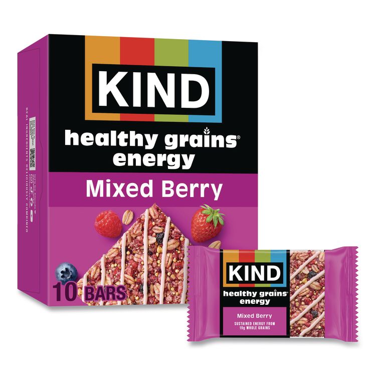 KIND Healthy Grains Energy Mixed Berry Bars, 1.4 oz Bar, 10/Box (KND67073)