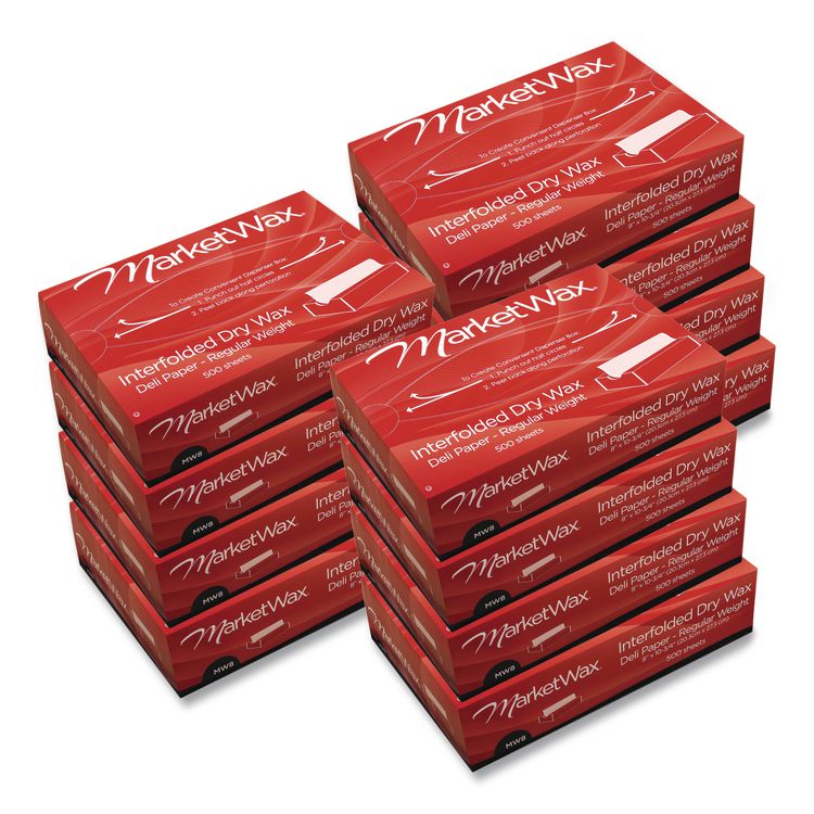 Bagcraft MarketWax Interfolded Dry Wax Deli Paper, 8 x 10.75, White, 500/Box, 12 Boxes/Carton (BGC011008)