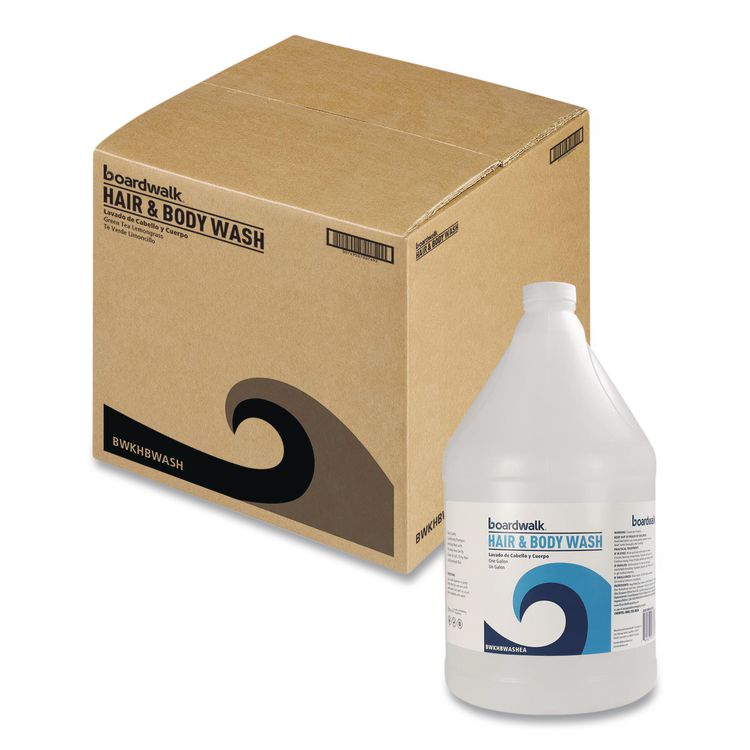 Boardwalk Hair and Body Wash, Green Tea Lemongrass, 1 gal Bottle, 4/Carton (BWKHBWASH)