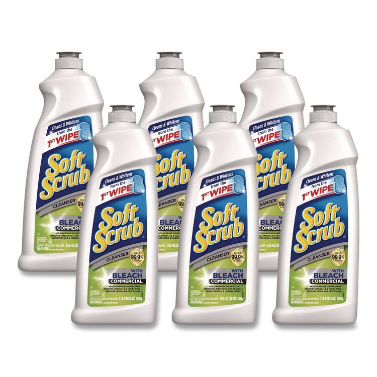 Soft Scrub Cleanser with Bleach Commercial 36 oz Bottle, 6/Carton (DIA15519CT)