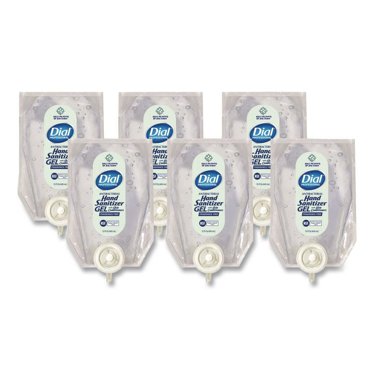 Dial Professional Antibacterial Gel Hand Sanitizer Refill for Versa Dispenser, Fragrance-Free, 15 oz, 6/Carton (DIA12258CT)