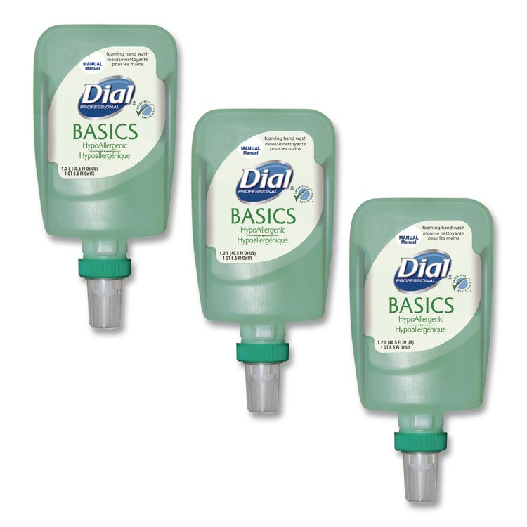 Dial Professional Basics Hypoallergenic Foaming Hand Wash Refill for FIT Manual Dispenser, Honeysuckle Scent, 1.2 L, 3/Carton (DIA16714)