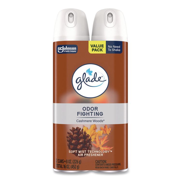 Glade Air Freshener, Cashmere Woods, 8.3 oz Aerosol Spray, 3/Carton (SJN377361)