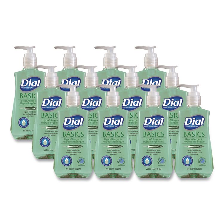 Dial Professional Basics MP Free Liquid Hand Soap, Unscented, 7.5 oz, 12/Carton (DIA33256)