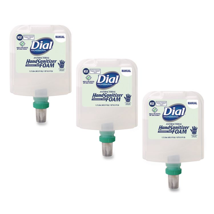 Dial Professional Antibacterial Foaming Hand Sanitizer Refill for Dial 1700 Dispenser, 1.2 L Refill, Fragrance-Free, 3/Carton (DIA19717)