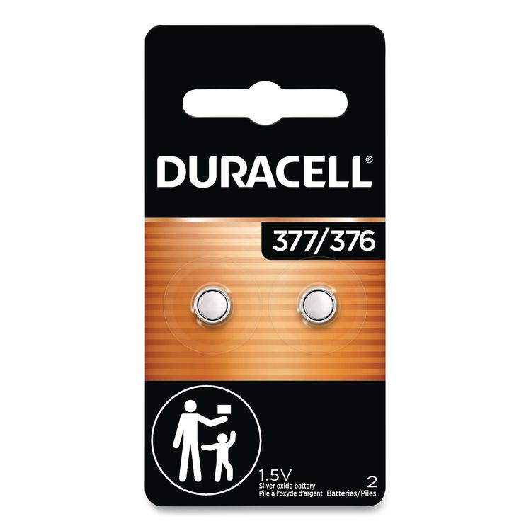 Duracell Button Cell Battery, 376/377, 1.5 V, 2/Pack (DURD377B2PK)