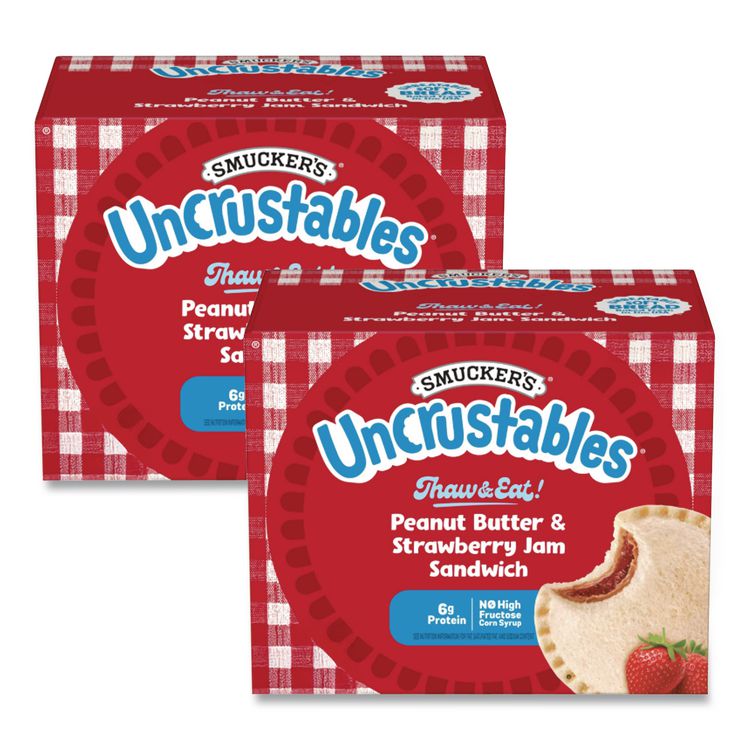 Smucker's UNCRUSTABLES Peanut Butter and Strawberry Jam, 2 oz, 10/Box, 2 Boxes/Carton (GRR90300133)