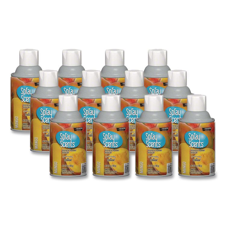 Chase Products Champion Sprayon SPRAYScents Metered Air Freshener Refill, Mango, 7 oz Aerosol Spray, 12/Carton (CHP5192)
