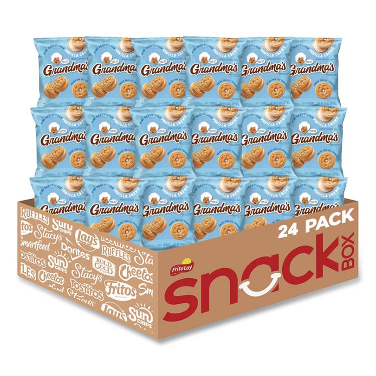 Grandma's Mini Vanilla Creme Sandwich Cookies, 3.71 oz, 24/Carton (LAY45095)