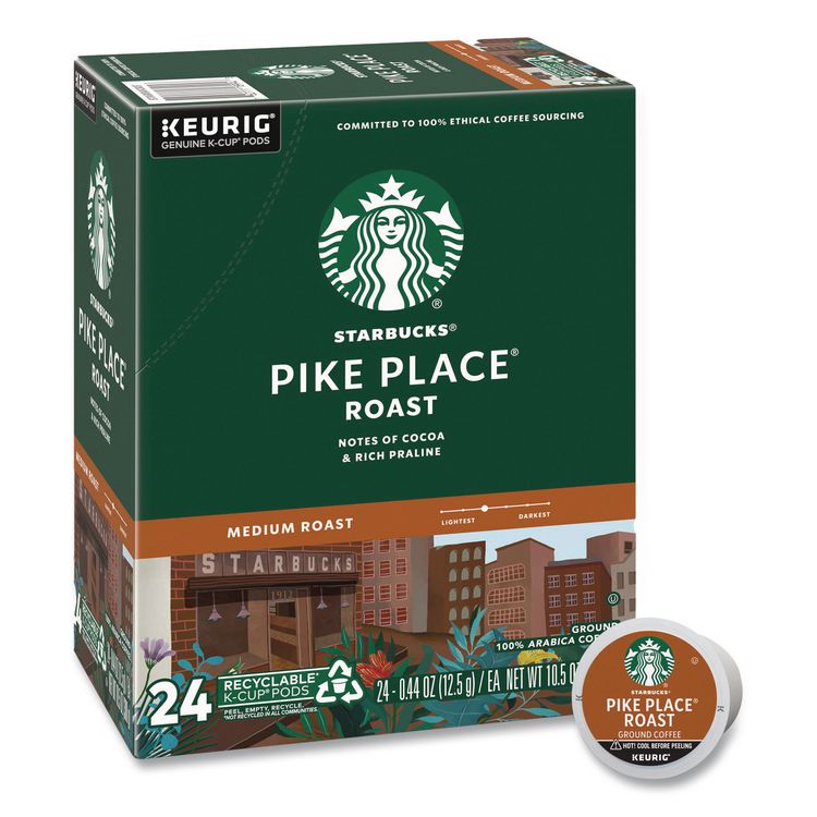 Starbucks Pike Place Coffee K-Cups Pack, 24/Box (SBK011111156)
