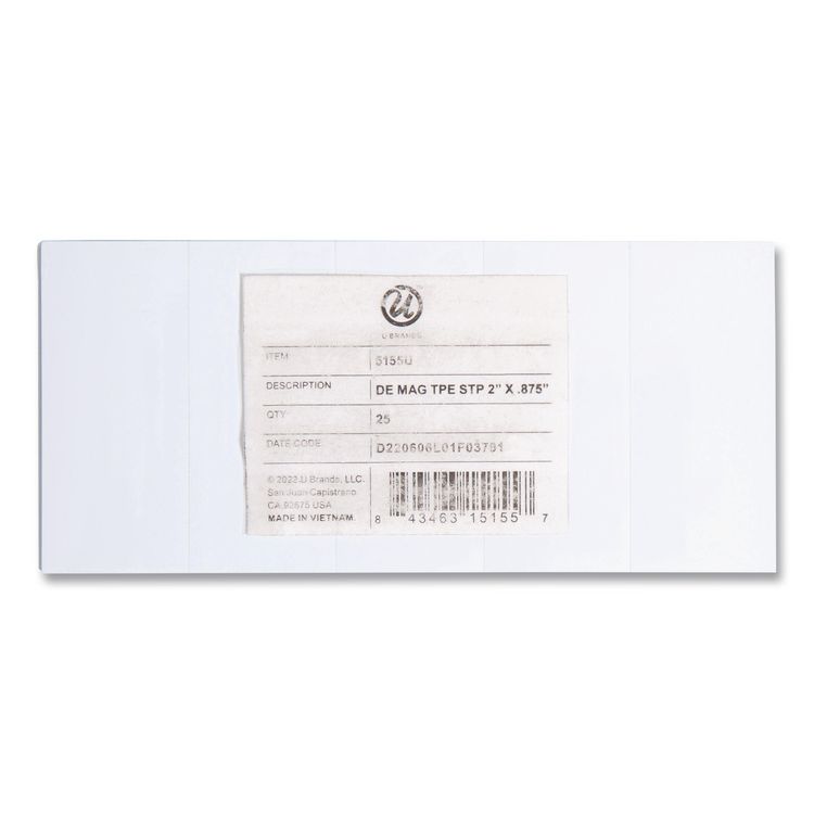 U Brands Dry Erase Magnetic Tape Strips, 2" x 0.88", White, 25/Pack (UBRFM2418)
