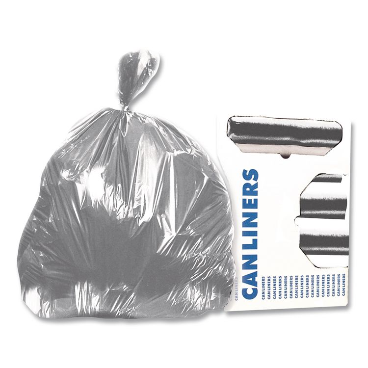 Heritage Linear Low-Density Can Liners, 45 gal, 1.7 mil, 39" x 46", Silver, 50/Carton (HERH7846WS)