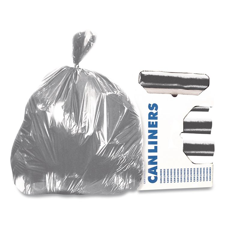 Heritage Linear Low-Density Can Liners, 55 gal, 1.7 mil, 39" x 56", Silver, Flat Pack, 50/Carton (HERH7856WS)