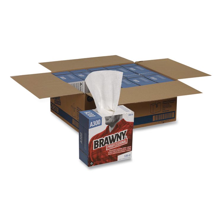 Brawny Professional Airlaid Medium Duty Wipers, Cloth, 1-Ply, 9.2 x 12.4, Unscented, White, 128/Box, 10 Boxes/Carton (GPC29518CT)