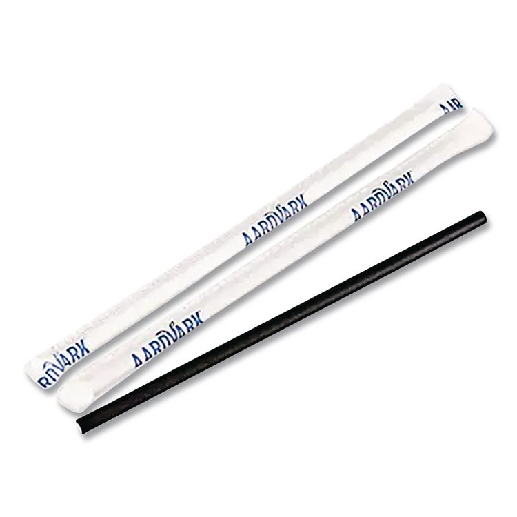 Hoffmaster Aardvark Paper Straws, 5.75", Black, 3,200/Carton (HFM61612099)