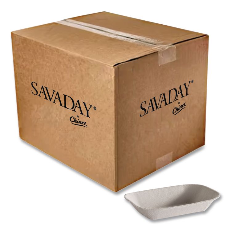 Chinet Savaday Molded Fiber Food Tray, 7 x 9, Beige, Paper, 250/Bag, 500/Carton (HUH10405CT)