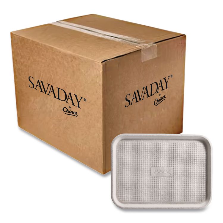 Chinet Savaday Molded Fiber Flat Food Tray, 16 x 12, White, Paper, 200/Carton (HUH20803CT)