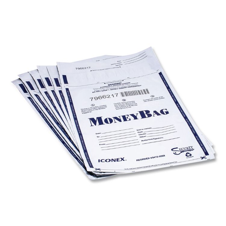 SecurIT Tamper-Evident Deposit Bag, Plastic, 9 x 12, Clear, 100/Pack (ICX94190069)