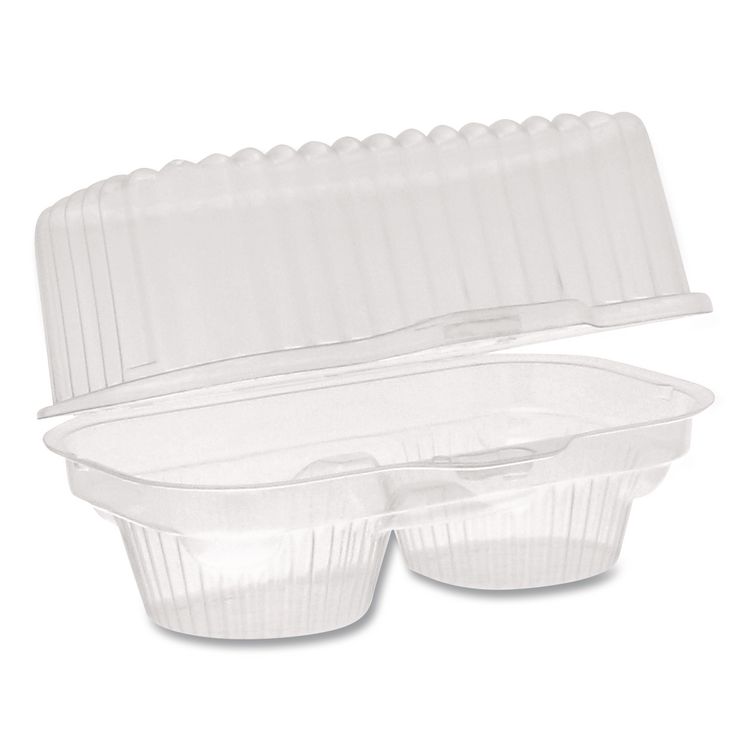 Pactiv Evergreen ClearView Bakery Cupcake Container, 2 Compartments, 6.75 x 4 x 4, Clear, Plastic, 100/Carton (PCT2002)