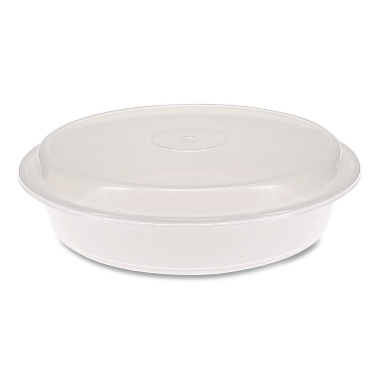 Pactiv Evergreen Newspring VERSAtainer Microwavable Containers, 48 oz, 9 x 9 x 2.38, White/Clear, Plastic, 150/Carton (PCTNC948)