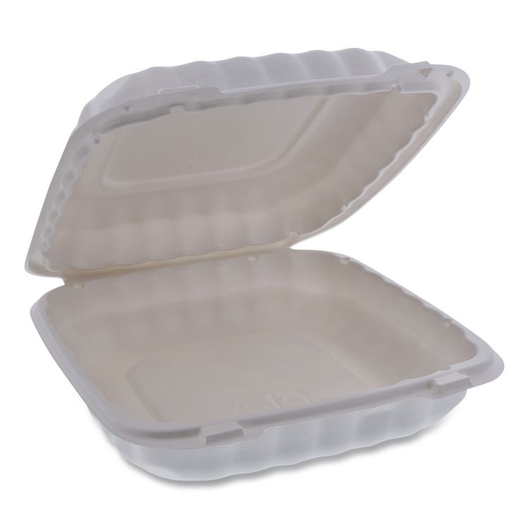 Pactiv Evergreen EarthChoice SmartLock Microwavable MFPP Hinged Lid Container, 9 x 9 x 3.1, White, Plastic, 120/Carton (PCTYCN80901)