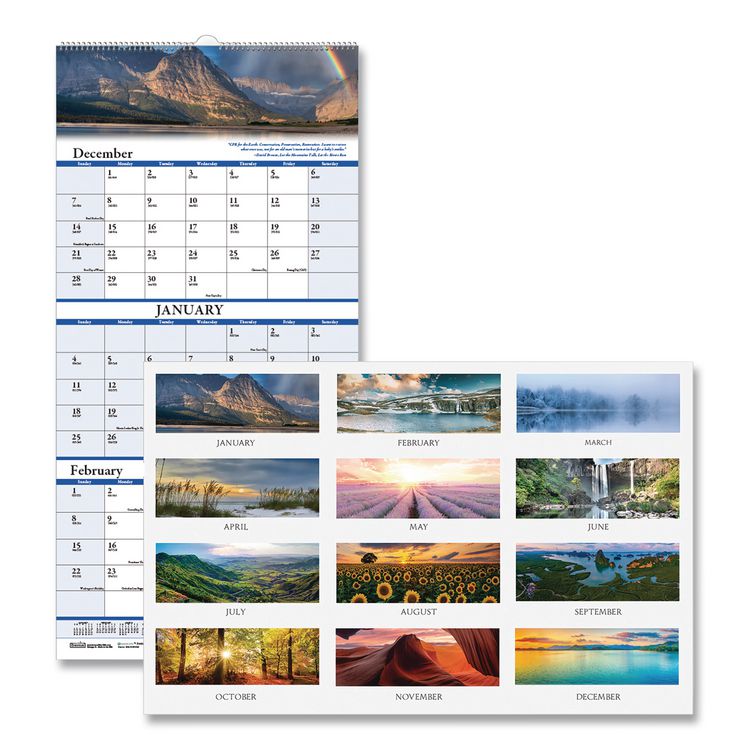 House of Doolittle Earthscapes Recycled 3-Month Vertical Wall Calendar, Scenic Landscape Photography, 12.25 x 26, 14-Month: Dec 2025 to Jan 2027 (HOD3638)
