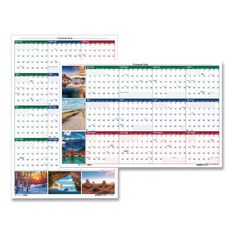 House of Doolittle Earthscapes Recycled Reversible/Erasable Yearly Wall Calendar, Nature Photos, 32 x 48, White Sheets, 12-Month (Jan-Dec): 2026 (HOD3931)