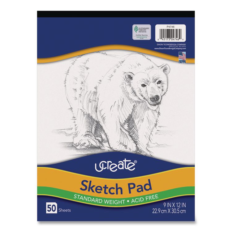 Pacon Art1st Sketch Pad, Unruled, 50 White 9 x 12 Sheets (PAC4746)