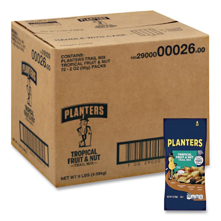 Planters Trail Mix, Tropical Fruit and Nut, 2 oz Bag, 72/Carton (PTN00026)