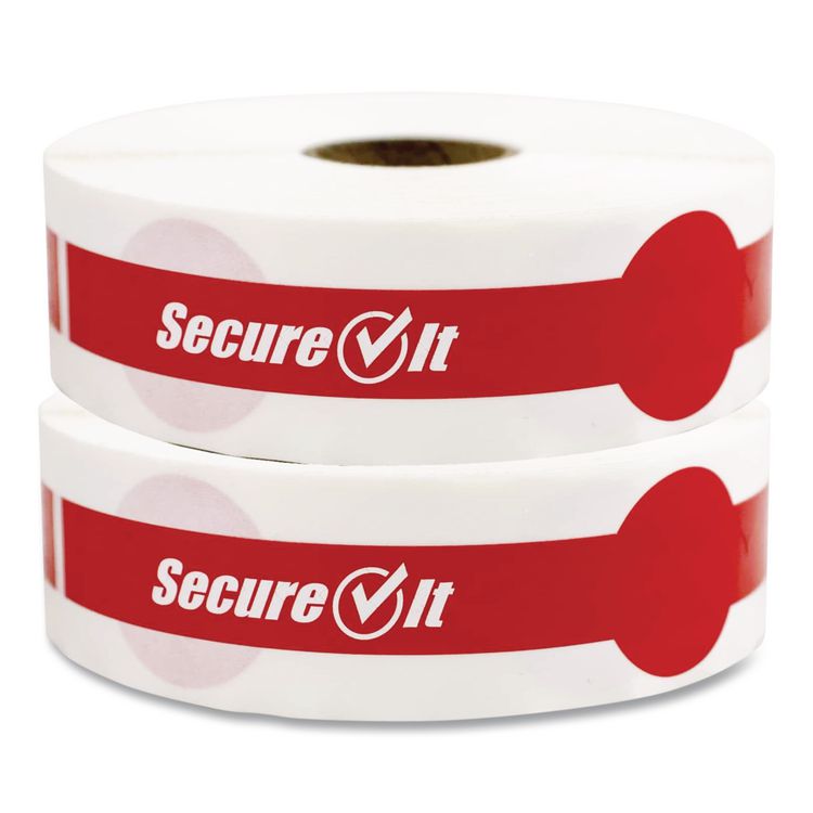 NATIONAL CHECKING CO. SecureIT Tamper Evident Food Container Seals, 1 x 7, Red, Paper, 250/Roll, 2 Rolls/Pack (NTCP17SI2)