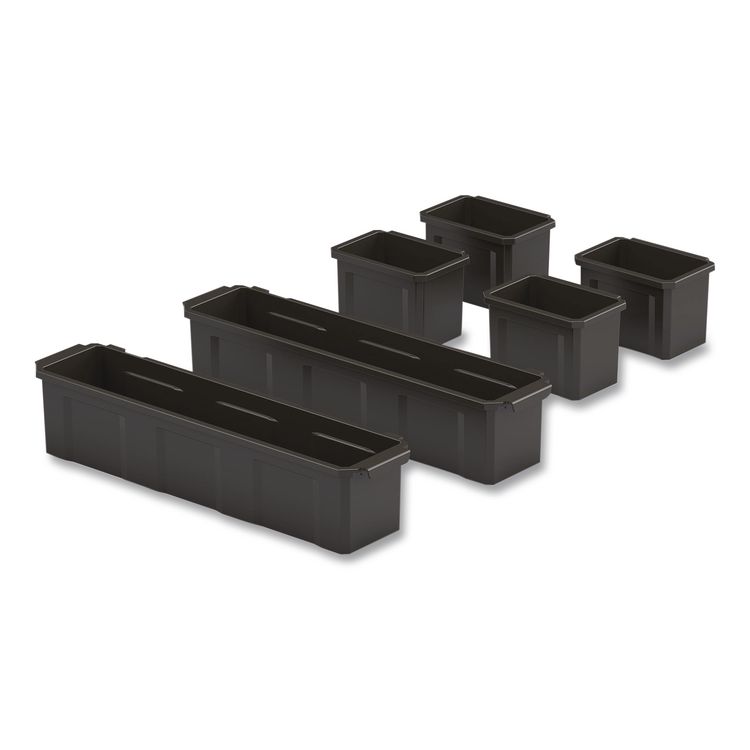 Suncast Commercial Customizable Bin System for Utility Carts, 2 Large Bins, 4 Small Bins, Black (SUAPUCBIN6)