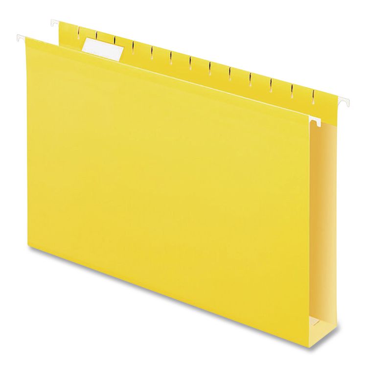 Pendaflex Extra Capacity Reinforced Hanging File Folders with Box Bottom, 2" Capacity, Legal Size, 1/5-Cut Tabs, Yellow, 25/Box (PFX4153X2YEL)