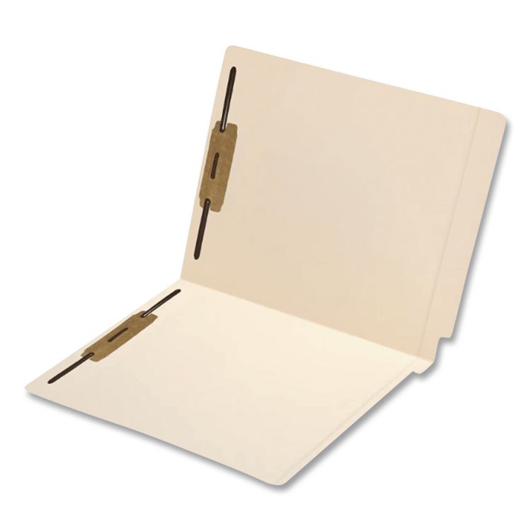 Medical Arts Press Heavy-Duty Poly-Reinforced End-Tab Fastener Folders, 1" Expansion, 2 Fasteners, Letter Size, Manila Exterior, 50/Box (MAQ33064)