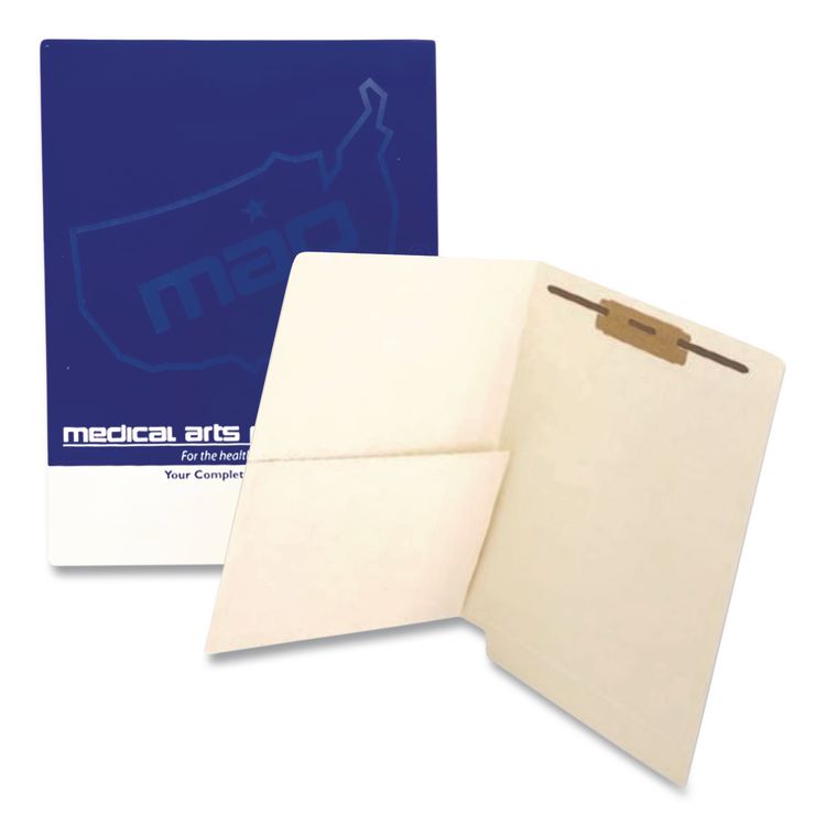 Medical Arts Press Slash Pocket End Tab Fastener Folders, 1 Fastener, Letter Size, Manila Exterior, 50/Box (MAQ31525Q)
