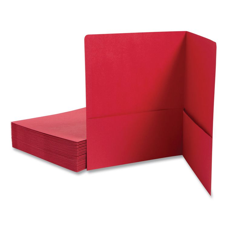 Smead Two-Pocket Folder, Textured Paper, 100-Sheet Capacity, 11 x 8.5, Red, 25/Box (SMD87859)