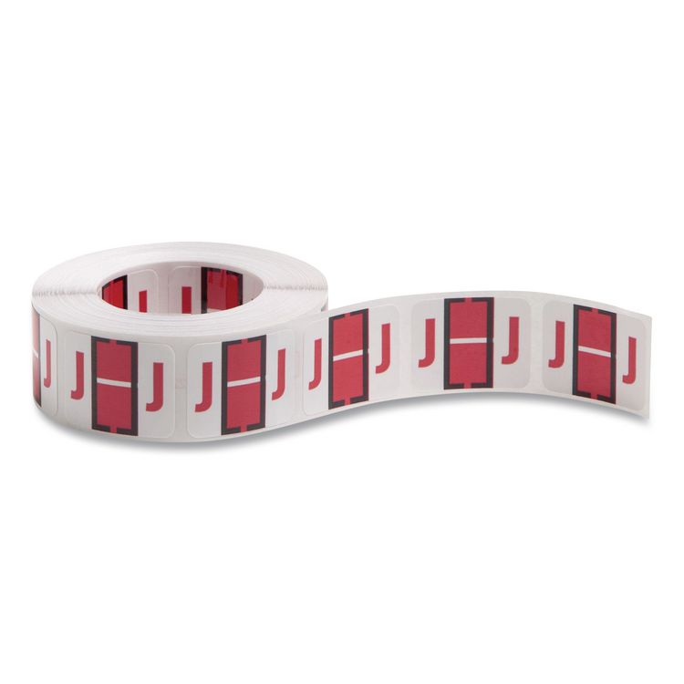 Smead A-Z Color-Coded End Tab Filing Labels, J, 1 x 1.25, White, 500/Roll (SMD67080)