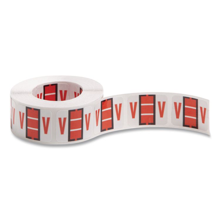 Smead A-Z Color-Coded End Tab Filing Labels, V, 1 x 1.25, White, 500/Roll (SMD67092)