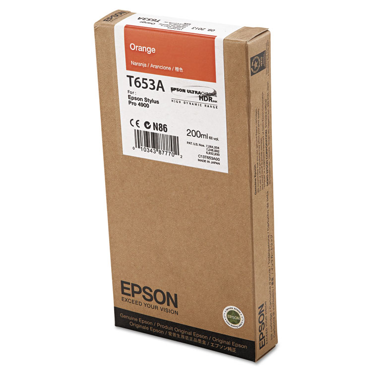 Epson T653A00 UltraChrome HDR Ink, Orange (EPST653A00)