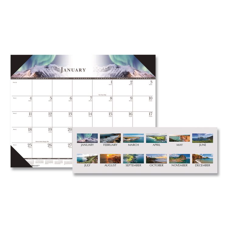 House of Doolittle Recycled Full-Color Monthly Desk Pad Calendar, Nature Photography, 22 x 17, Black Binding/Corners,12-Month (Jan to Dec): 2026 (HOD140HD)