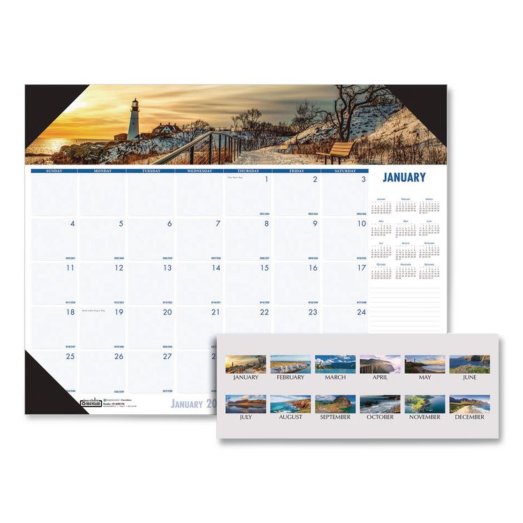 House of Doolittle Earthscapes Recycled Monthly Desk Pad Calendar, Coastlines Photos, 18.5 x 13, Black Binding/Corners,12-Month (Jan-Dec): 2026 (HOD1786)